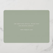 Moderne foto saliegroen script save the date goud folie uitnodiging (Achterkant)