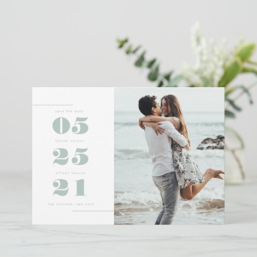 Moderne foto save the date (Staand voorkant)
