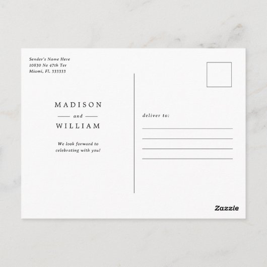 Moderne foto Save the Date Aankondiging Briefkaart (Achterkant)