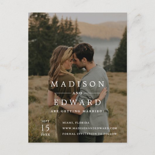 Moderne foto Save the Date Aankondiging Briefkaart (Voorkant)