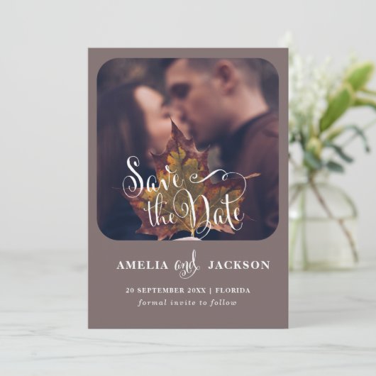 Moderne foto save the date bruiloft (Staand voorkant)