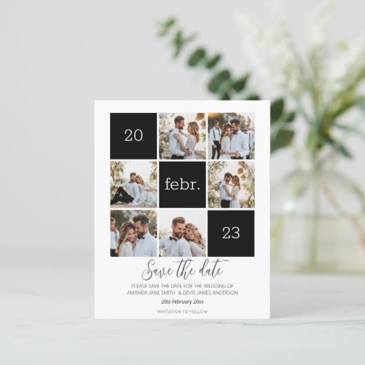 Moderne foto Save the Date Budget Wedding (Staand voorkant)