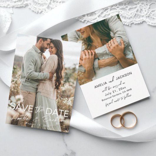 Moderne Foto Save the Date Huwelijk
