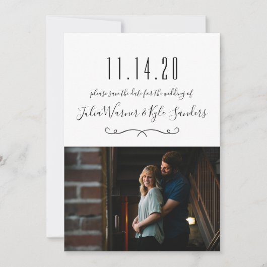 Moderne foto save the date kaart (Voorkant)
