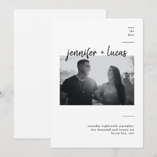 Moderne foto save the date kaart (Voorkant / Achterkant)
