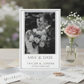 Moderne Foto Save the Date Kaart Botanisch Bloemmo