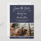 Moderne Foto Save The Date | Marineblauw (Voorkant)