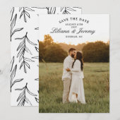Moderne foto save the date met gebogen tekst kaart (Voorkant / Achterkant)