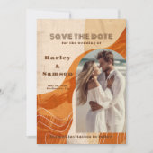 Moderne foto Save the Date, retro design Kaart (Voorkant)