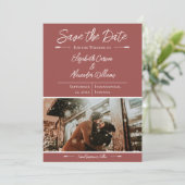 Moderne Foto Save The Date | Terracotta (Staand voorkant)