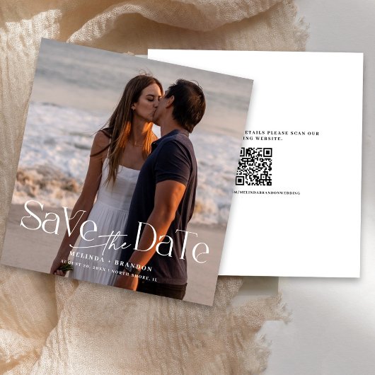 Moderne Foto Save The Date Trouw QR Code Kaart