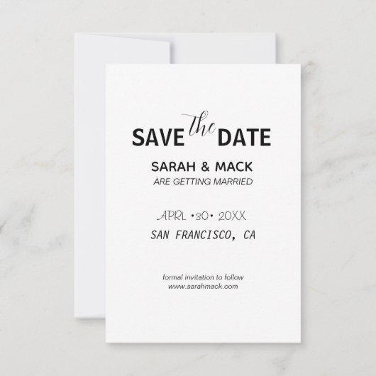 Moderne Foto Save the Date Trouw Uitnodiging Templ (Achterkant)