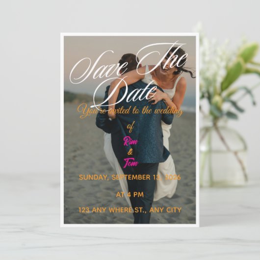 Moderne foto Save the Date trouwuitnodiging Kaart (Staand voorkant)