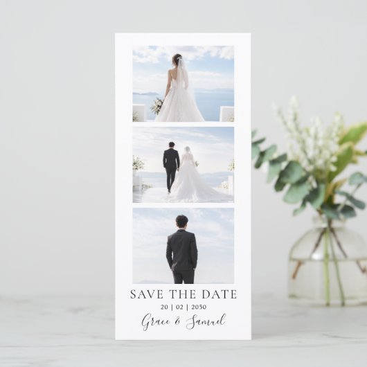 Moderne foto save-the-date uitnodiging met QR-code (Staand voorkant)
