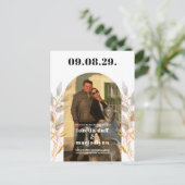 Moderne foto save the date uitnodiging postkaart (Staand voorkant)