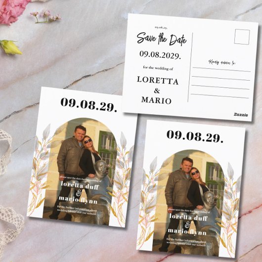 Moderne foto save the date uitnodiging postkaart
