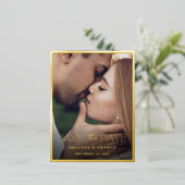 Moderne foto Save the Date Wedding Gold Folie Uitnodiging Briefkaart (Staand Voorkant)