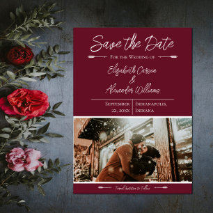 Moderne Foto Save The Date Wijnrood