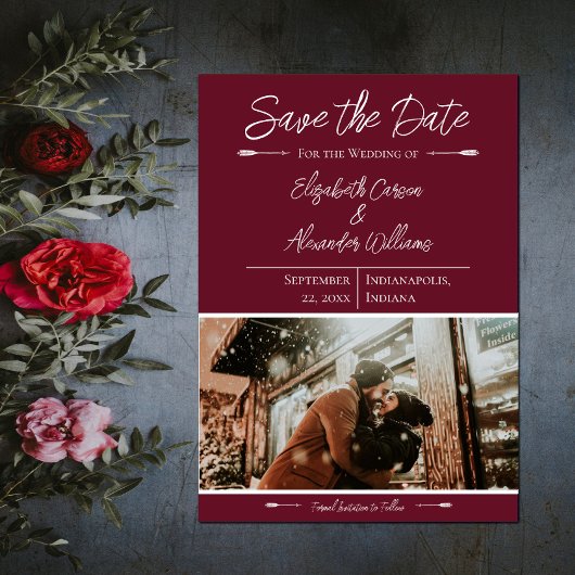 Moderne Foto Save The Date | Wijnrood