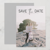 Moderne foto save the date | Zwart (Voorkant / Achterkant)