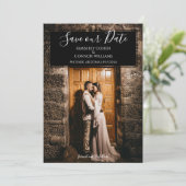 Moderne foto Save the Date | Zwart (Staand voorkant)