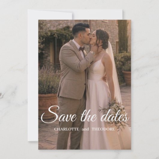 Moderne foto save the dates | Elegante trouwtemp Date (Voorkant)