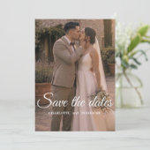 Moderne foto save the dates | Elegante trouwtemp Date (Staand voorkant)