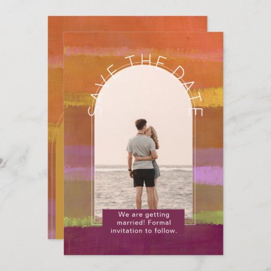 Moderne foto save the dates trouwkaart bedankkaart (Voorkant / Achterkant)