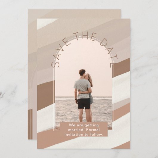 Moderne foto save the dates trouwkaart kaart (Voorkant / Achterkant)