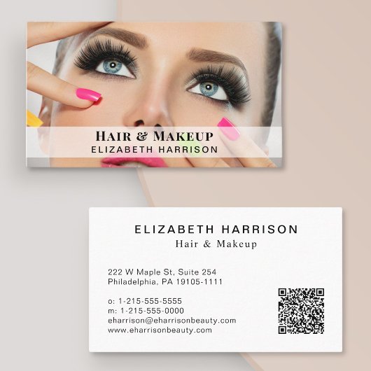 Moderne Foto Schoonheid Haar Make-up QR Code Visitekaartje