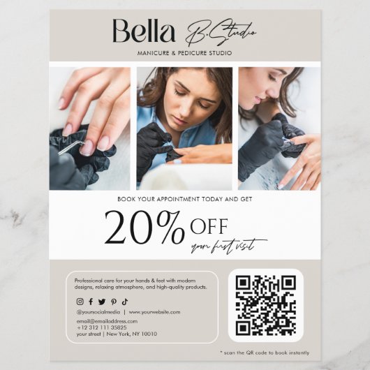 Moderne Foto Schoonheidssalon Nail Tech Flyer (Voorkant)