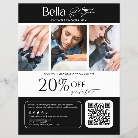 Moderne Foto Schoonheidssalon Nail Tech Flyer (Voorkant)