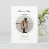 Moderne Foto Script Bruiloft Save The Date (Staand voorkant)