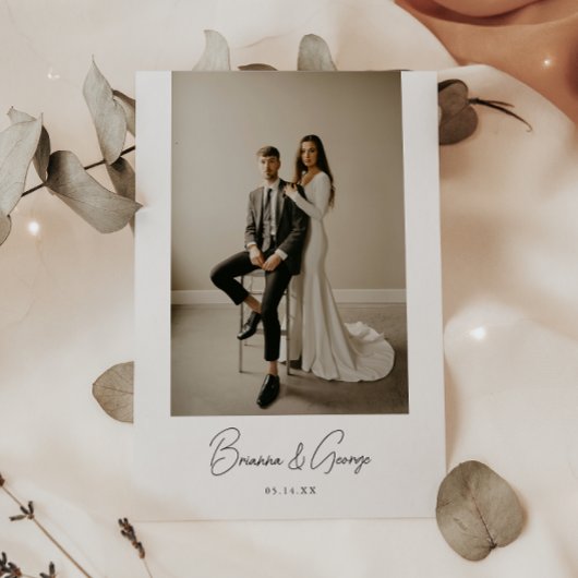 Moderne foto script Elopement bruiloftsreceptie Kaart