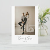 Moderne foto script Elopement bruiloftsreceptie Kaart (Staand voorkant)
