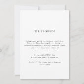 Moderne foto script Elopement bruiloftsreceptie Kaart (Achterkant)