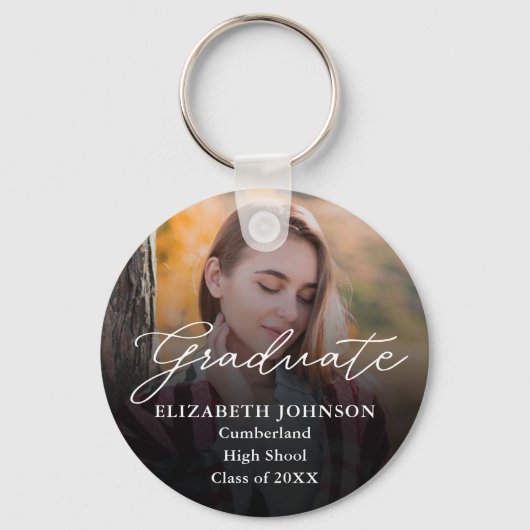 Moderne Foto Script Geschenk Sleutelhanger (Achterkant)