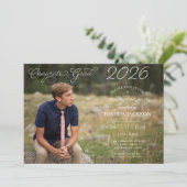 Moderne foto script horizontale afstudeerfeest kaart (Staand voorkant)