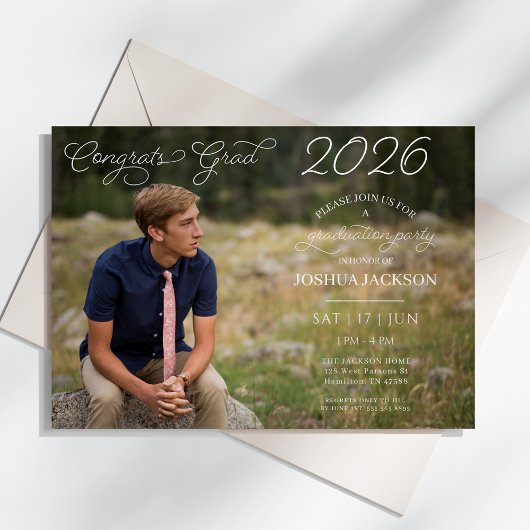 Moderne foto script horizontale afstudeerfeest kaart