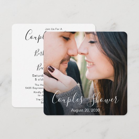 Moderne foto script koppels Douche Uitnodiging (Voorkant / Achterkant)