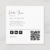 Moderne Foto Script Naam Sociale QR Code Vierkante Visitekaartje (Achterkant)