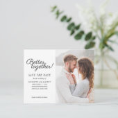 Moderne Foto Script Save The Date Aankondigingskaart (Staand voorkant)