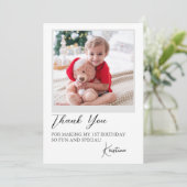 Moderne Foto Script Verjaardag Dank Je Kaart (Staand voorkant)