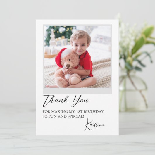 Moderne Foto Script Verjaardags Dankkaart Bedankkaart (Staand voorkant)