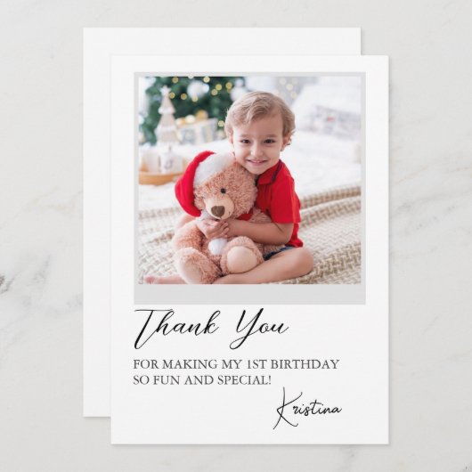 Moderne Foto Script Verjaardags Dankkaart Bedankkaart (Voorkant / Achterkant)