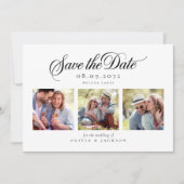 Moderne foto-scriptie bruiloft save the date (Voorkant)