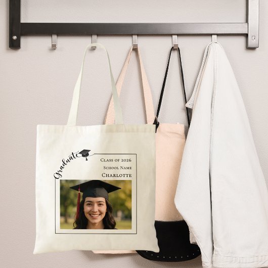 Moderne foto senior afgestudeerde tote bag