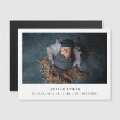 Moderne foto Simple Birth Announcement Magnet Magnetische Uitnodiging (Voorkant / Achterkant)