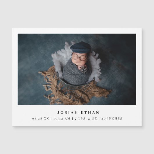 Moderne foto Simple Birth Announcement Magnet Magnetische Uitnodiging (Voorkant)