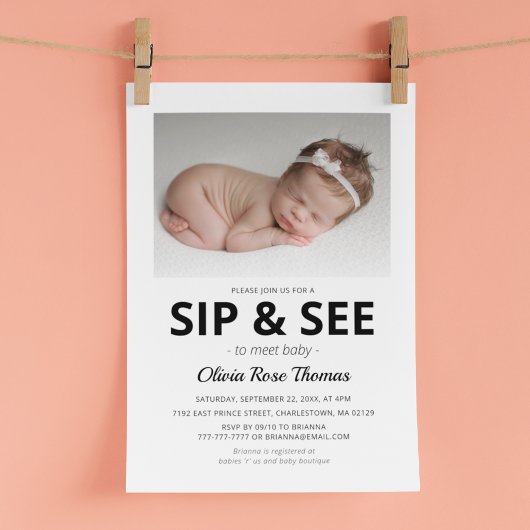 Moderne foto sip en see feestuitnodiging kaart